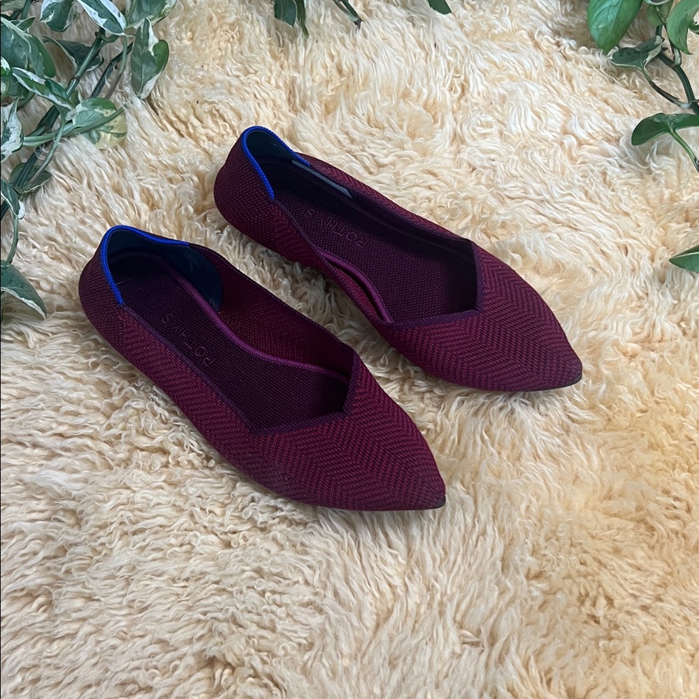 Rothy's Maroon Flats with Navy Accent